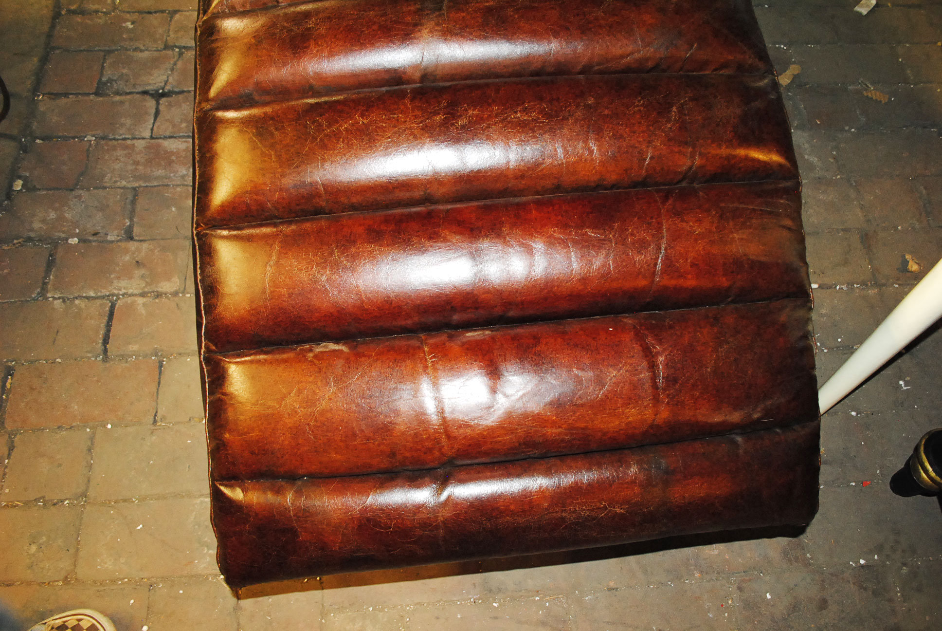 Modern Metal and Leather Upholstered Chaise Lounge