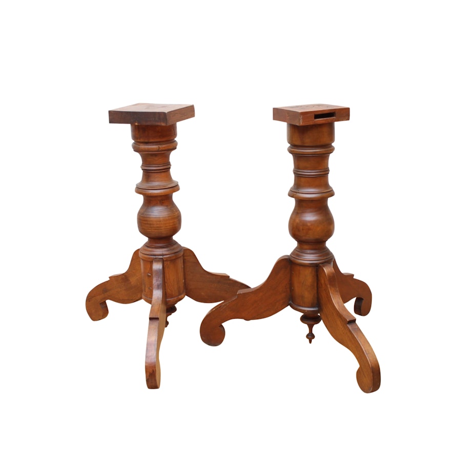Pair of Antique Walnut Continental Table Pedestals