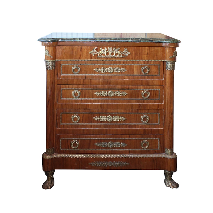 French Empire Style Chest of Drawers with Marble Top