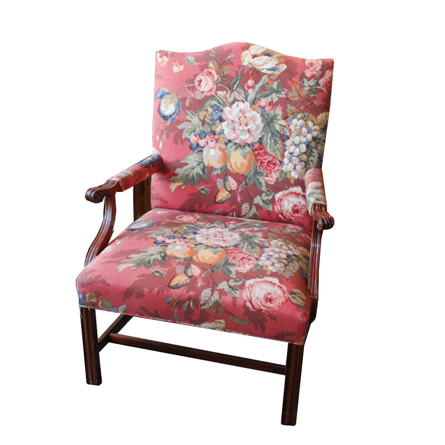 Chippendale Style Upholstered Library chair
