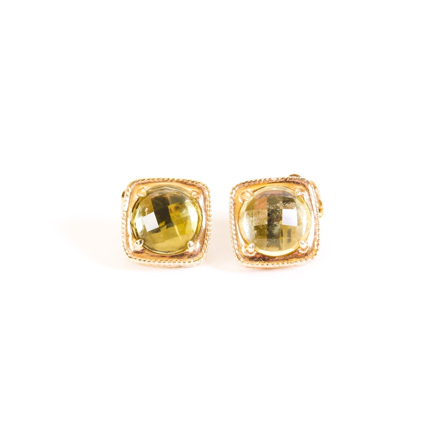 Sterling Silver Gold-Tone Citrine Earrings