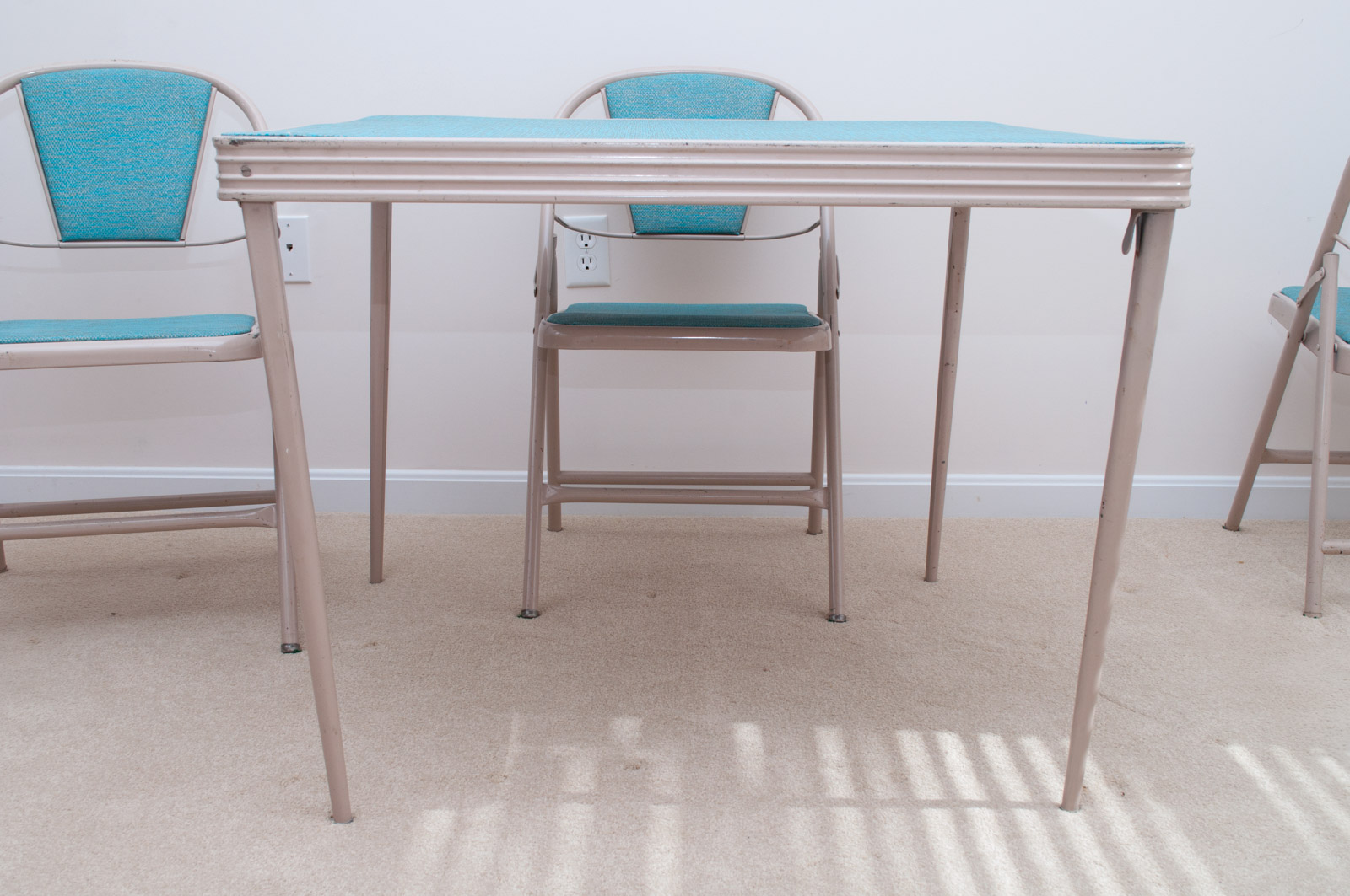 Vintage Mid Century Modern Folding Table and Chairs by Durham