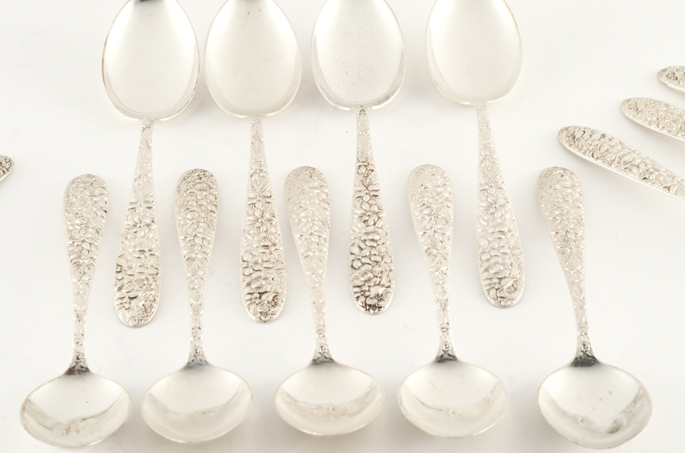 Manchester Silver Co. Sterling Silver "Southern Rose" Flatware Set With Case