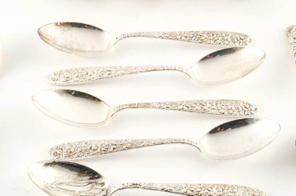 Manchester Silver Co. Sterling Silver "Southern Rose" Flatware Set With Case