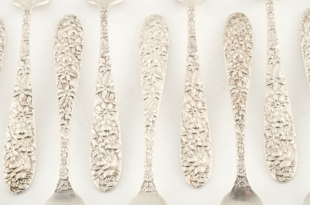 Manchester Silver Co. Sterling Silver "Southern Rose" Flatware Set With Case