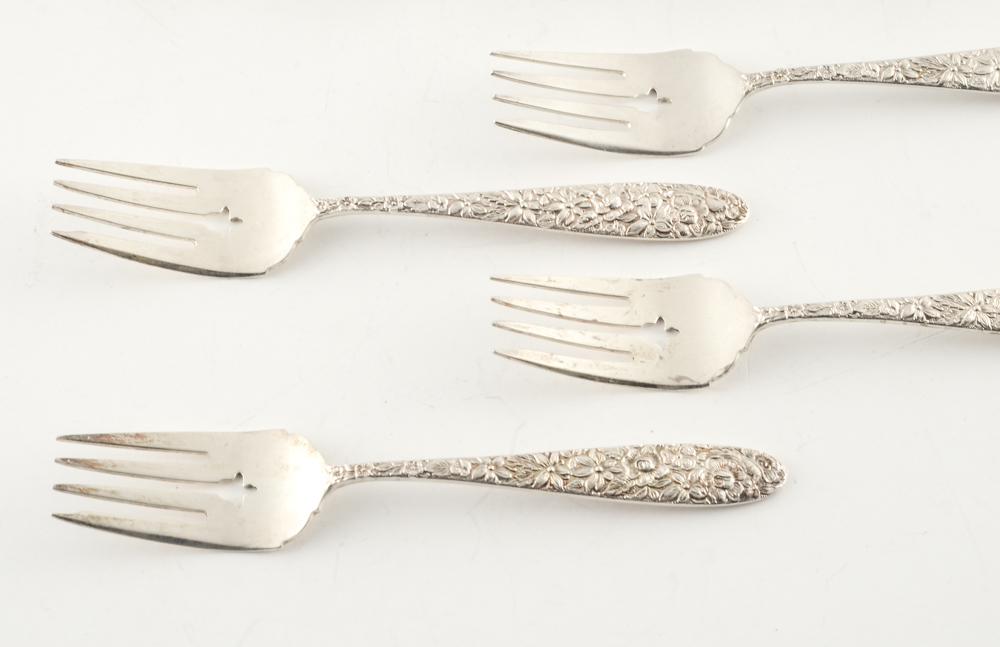 Manchester Silver Co. Sterling Silver "Southern Rose" Flatware Set With Case