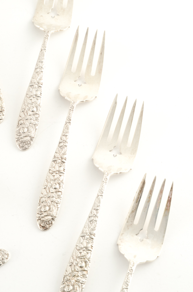 Manchester Silver Co. Sterling Silver "Southern Rose" Flatware Set With Case