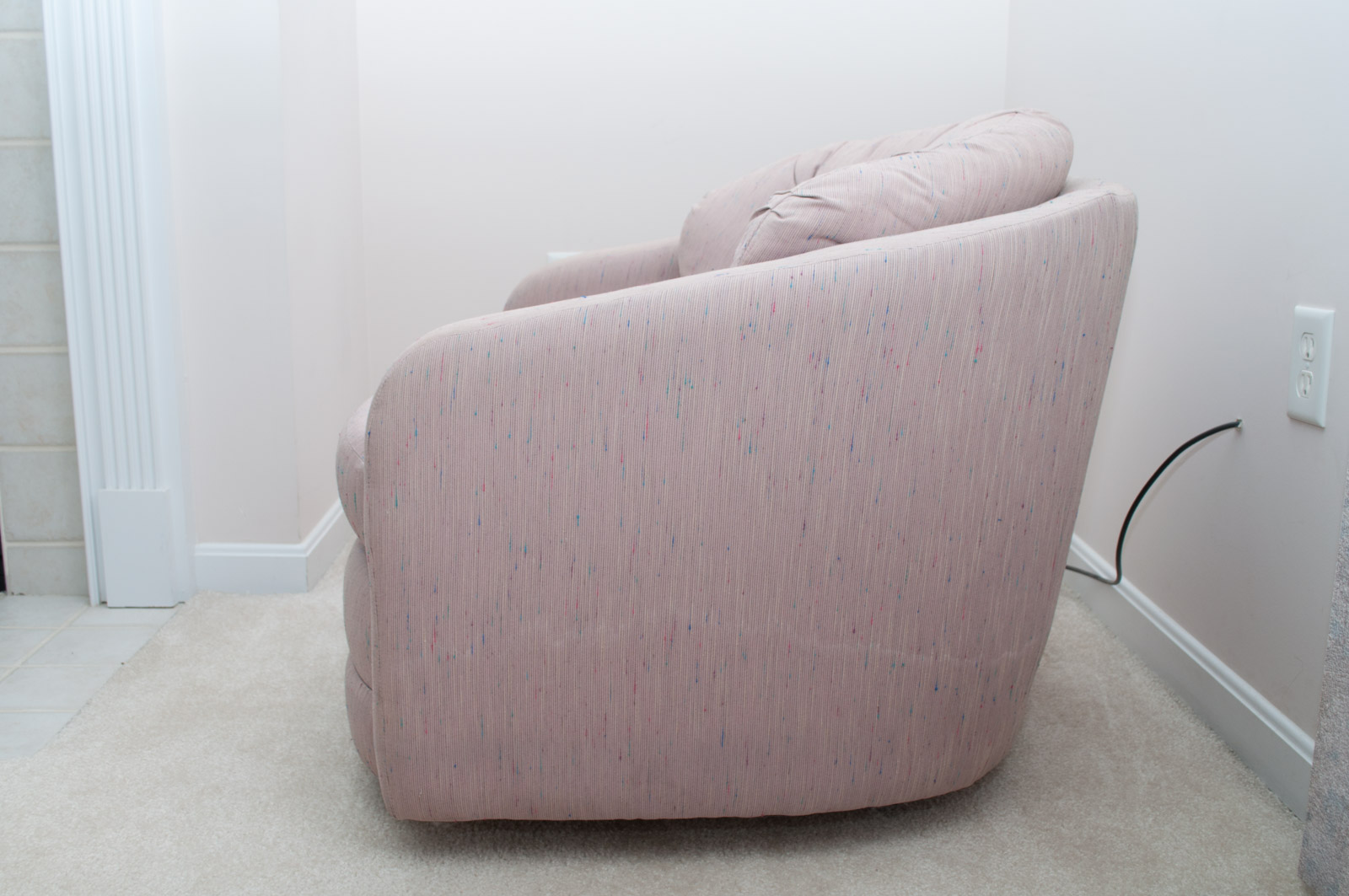 Krispin's Contemporary Furniture Mauve Upholstered Swivel Armchair