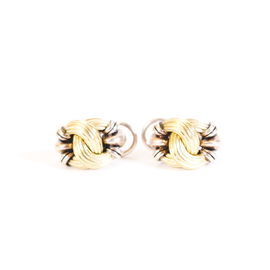 Lagos Caviar Sterling Silver Two-Tone Earrings