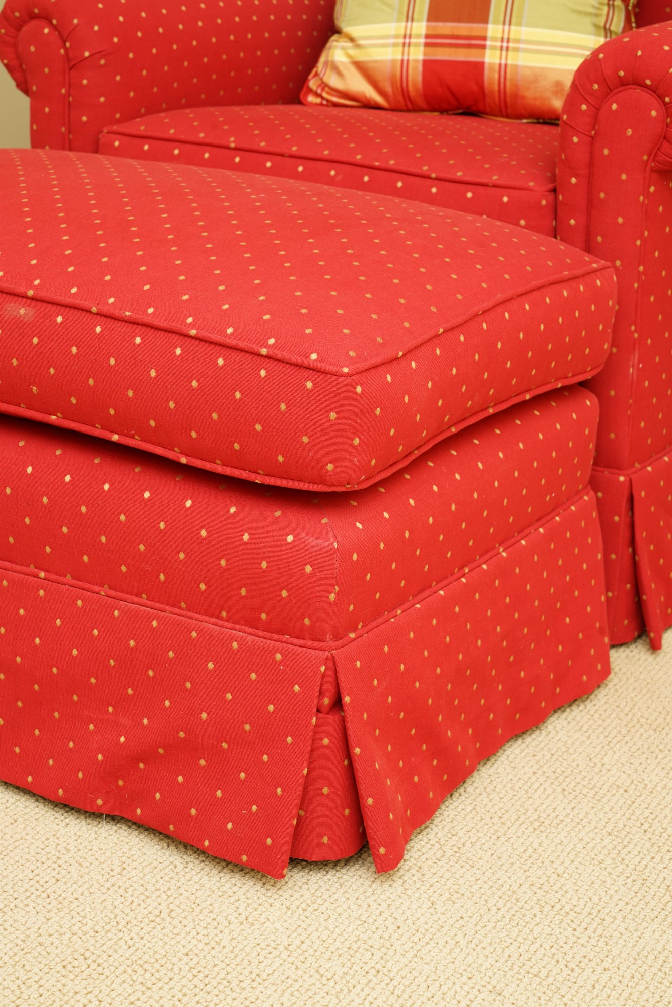 Upholstered Armchair with Ottoman