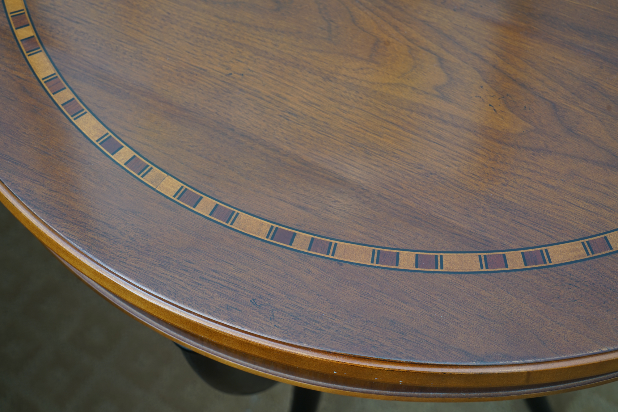 Inlaid Wood Drum Table by Baker