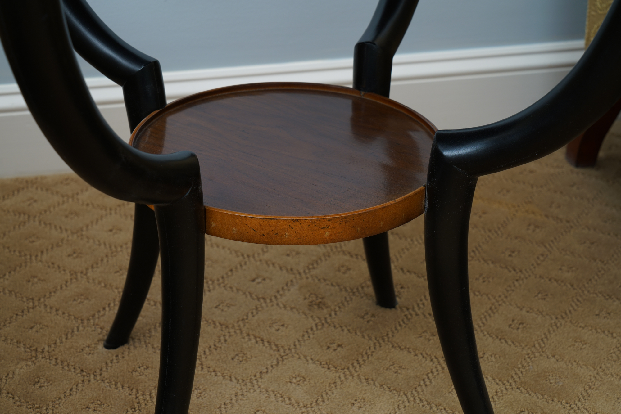 Inlaid Wood Drum Table by Baker