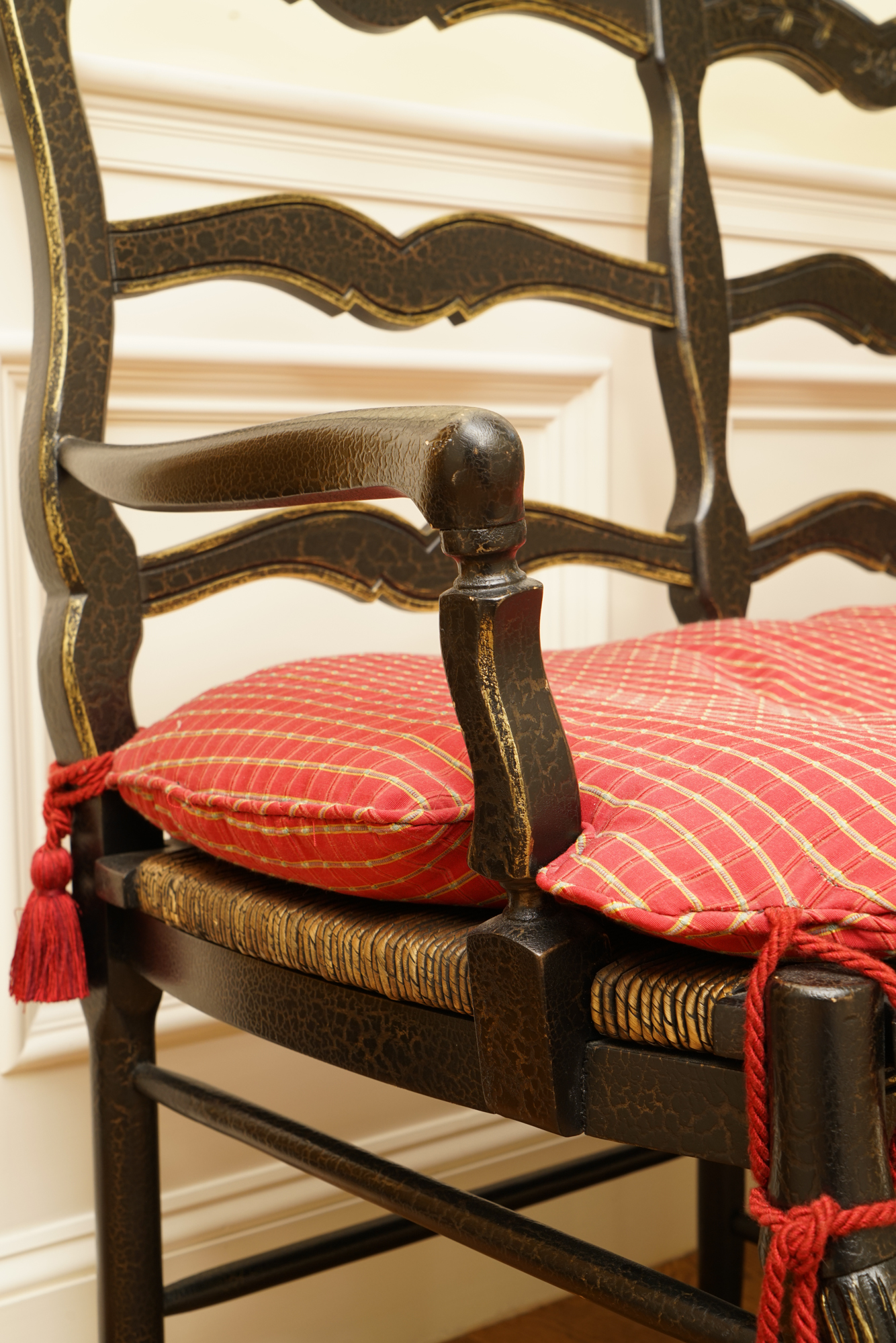 Louis XV Style Bench with Rush Seating