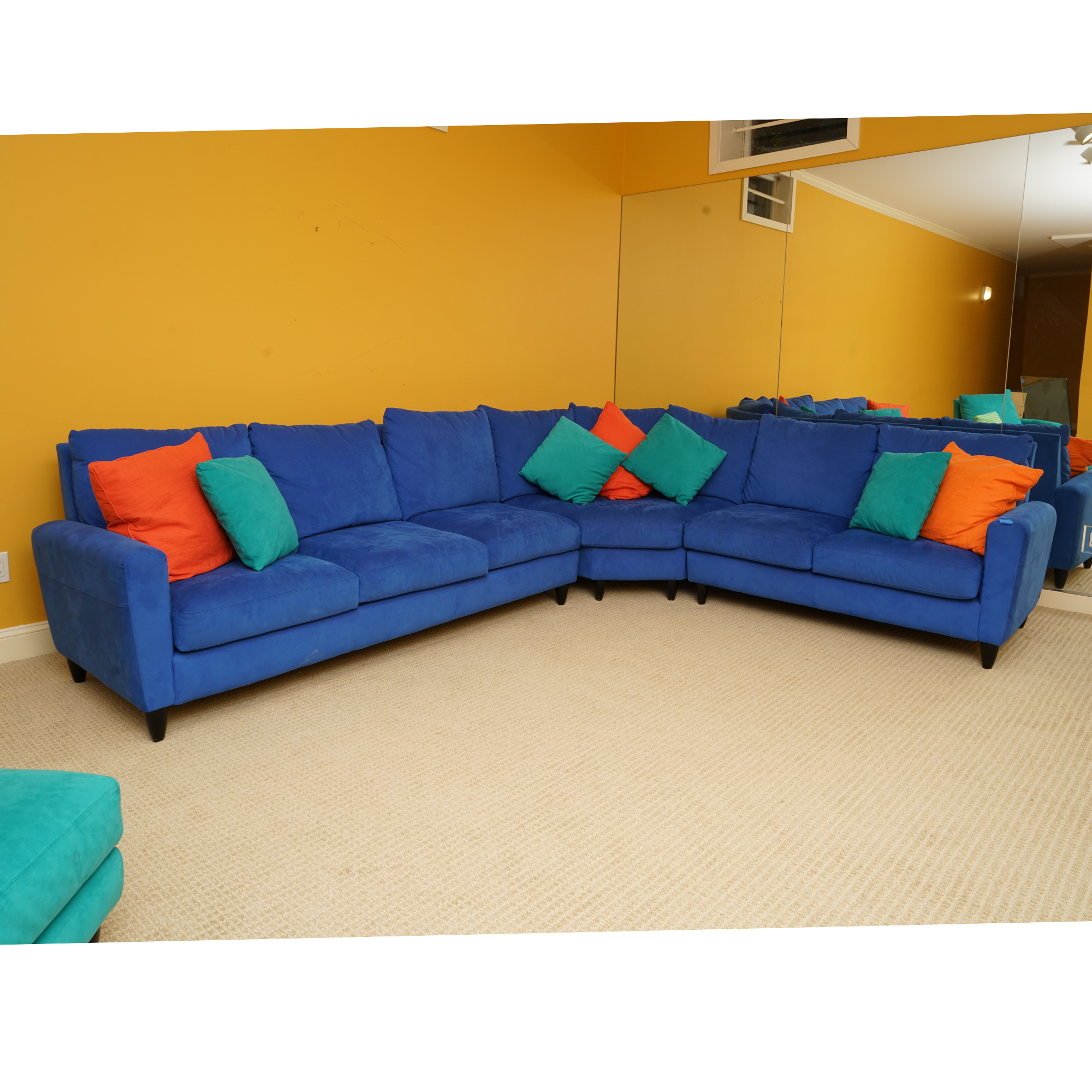 Blue Suede Sectional Sofa by American Leather