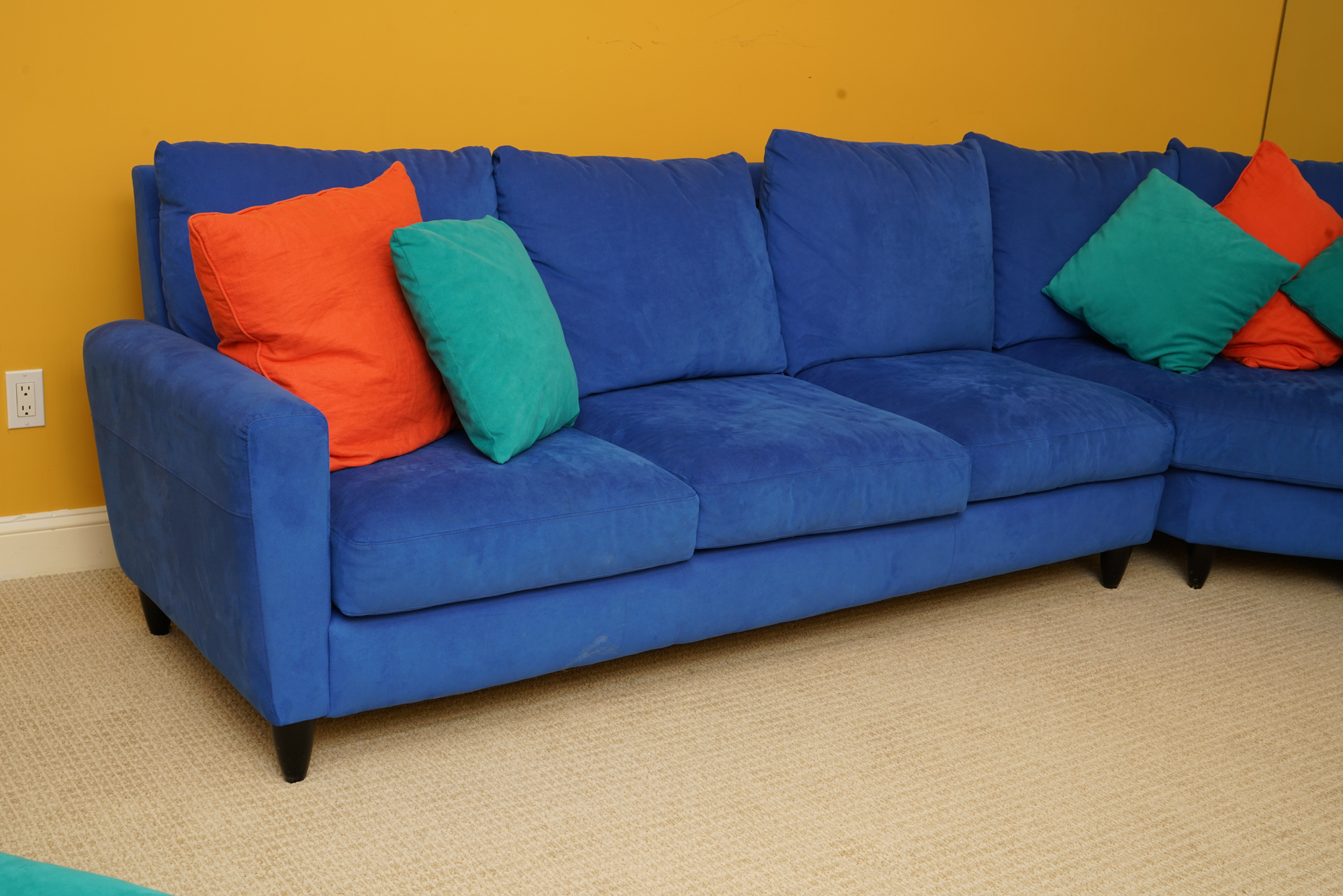 Blue Suede Sectional Sofa by American Leather