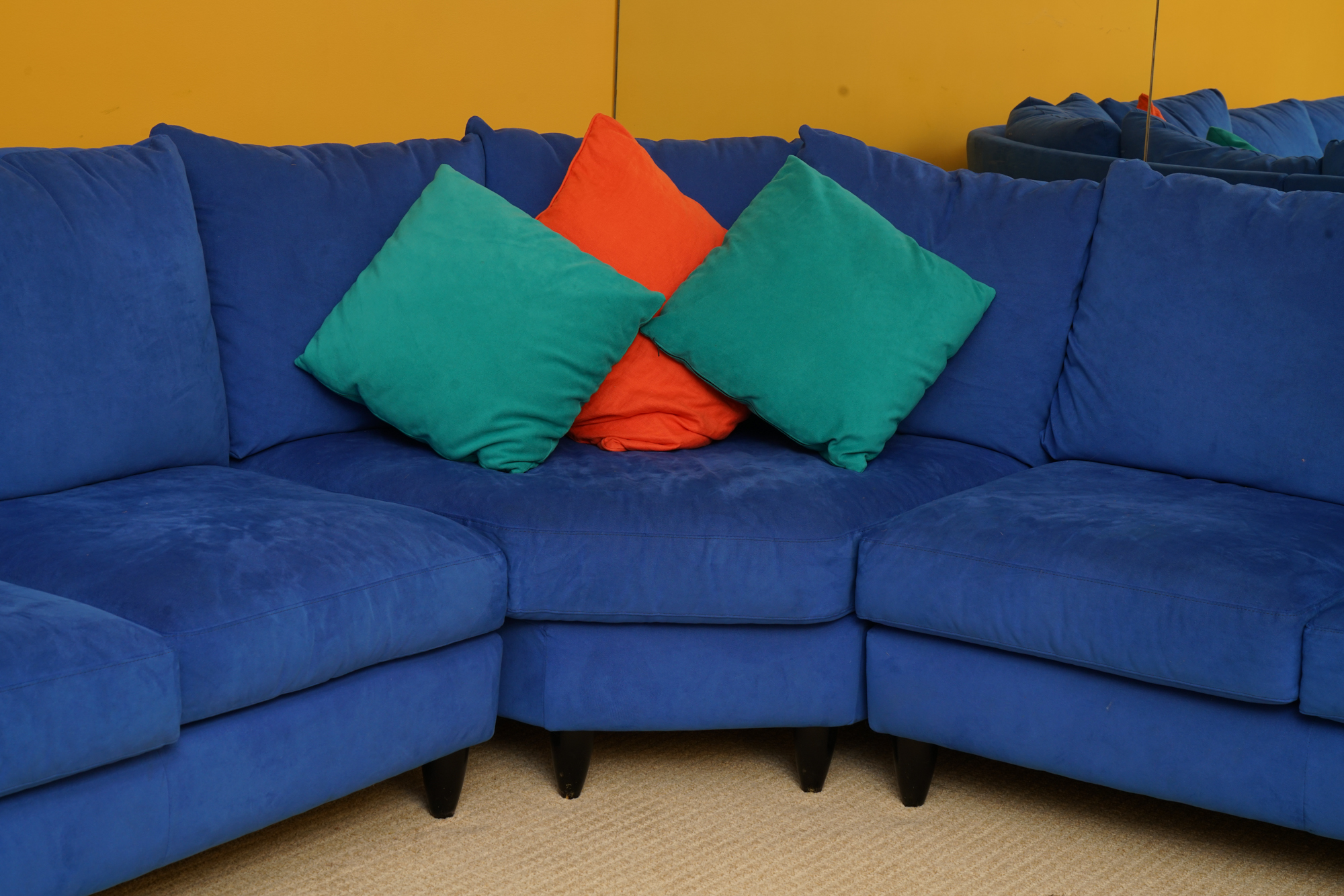 Blue Suede Sectional Sofa by American Leather