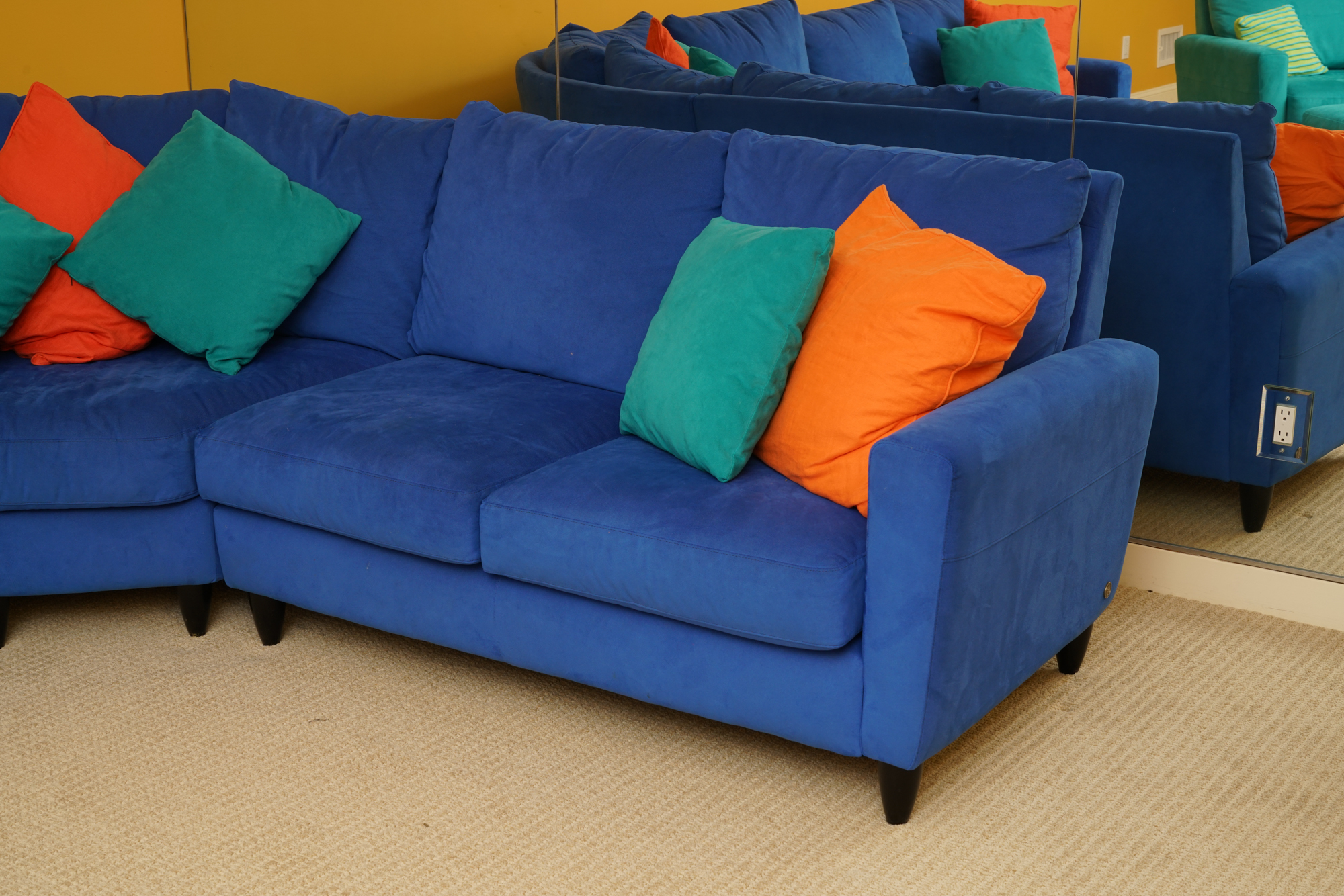 Blue Suede Sectional Sofa by American Leather