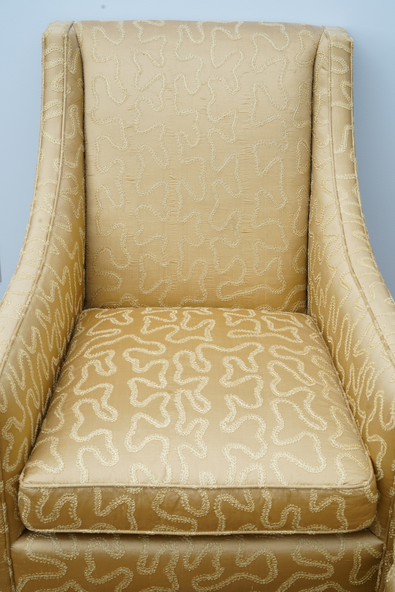 Pair of Mid Century Modern Style Armchairs and Ottomans by Duralee