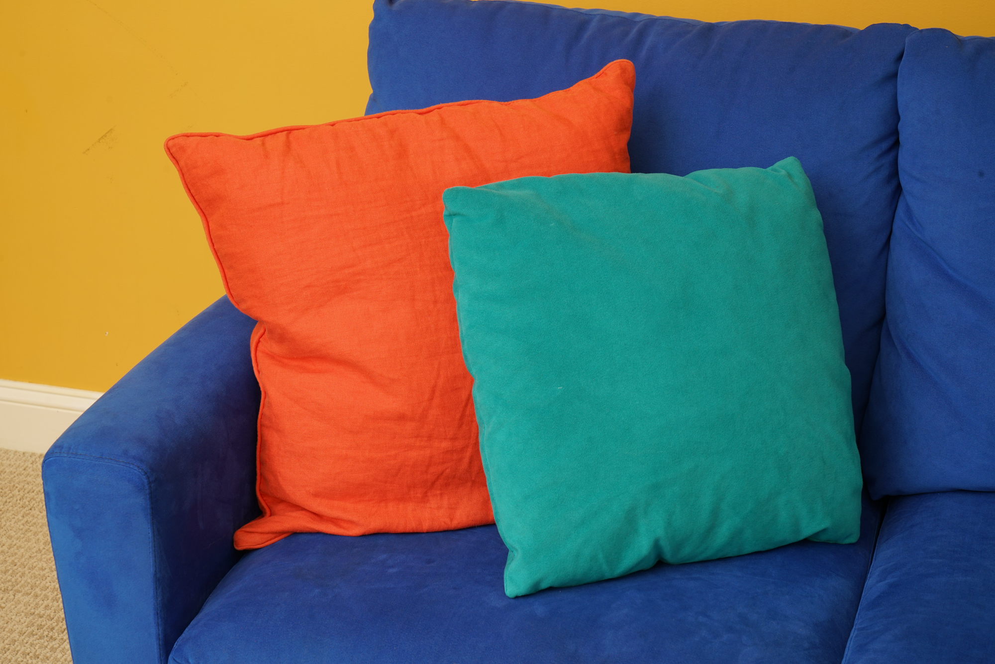 Blue Suede Sectional Sofa by American Leather