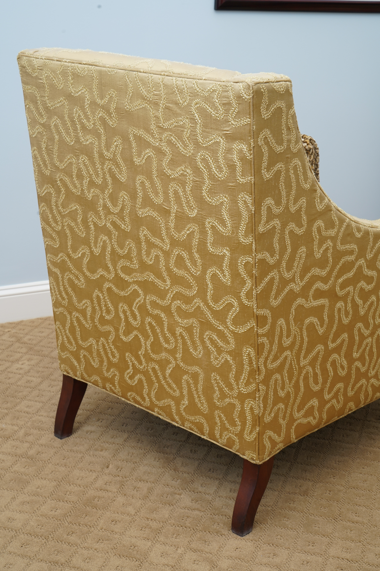 Pair of Mid Century Modern Style Armchairs and Ottomans by Duralee