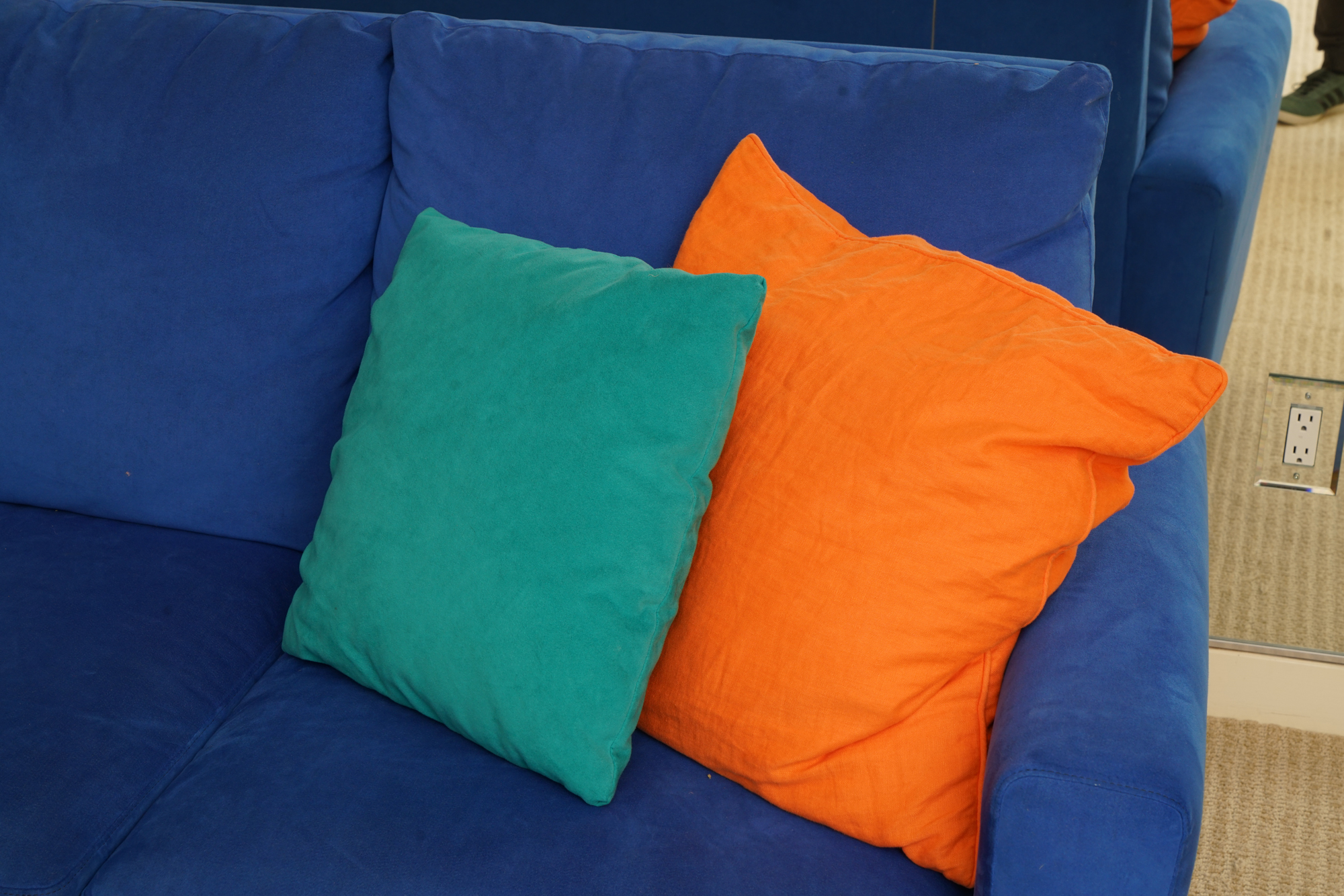 Blue Suede Sectional Sofa by American Leather