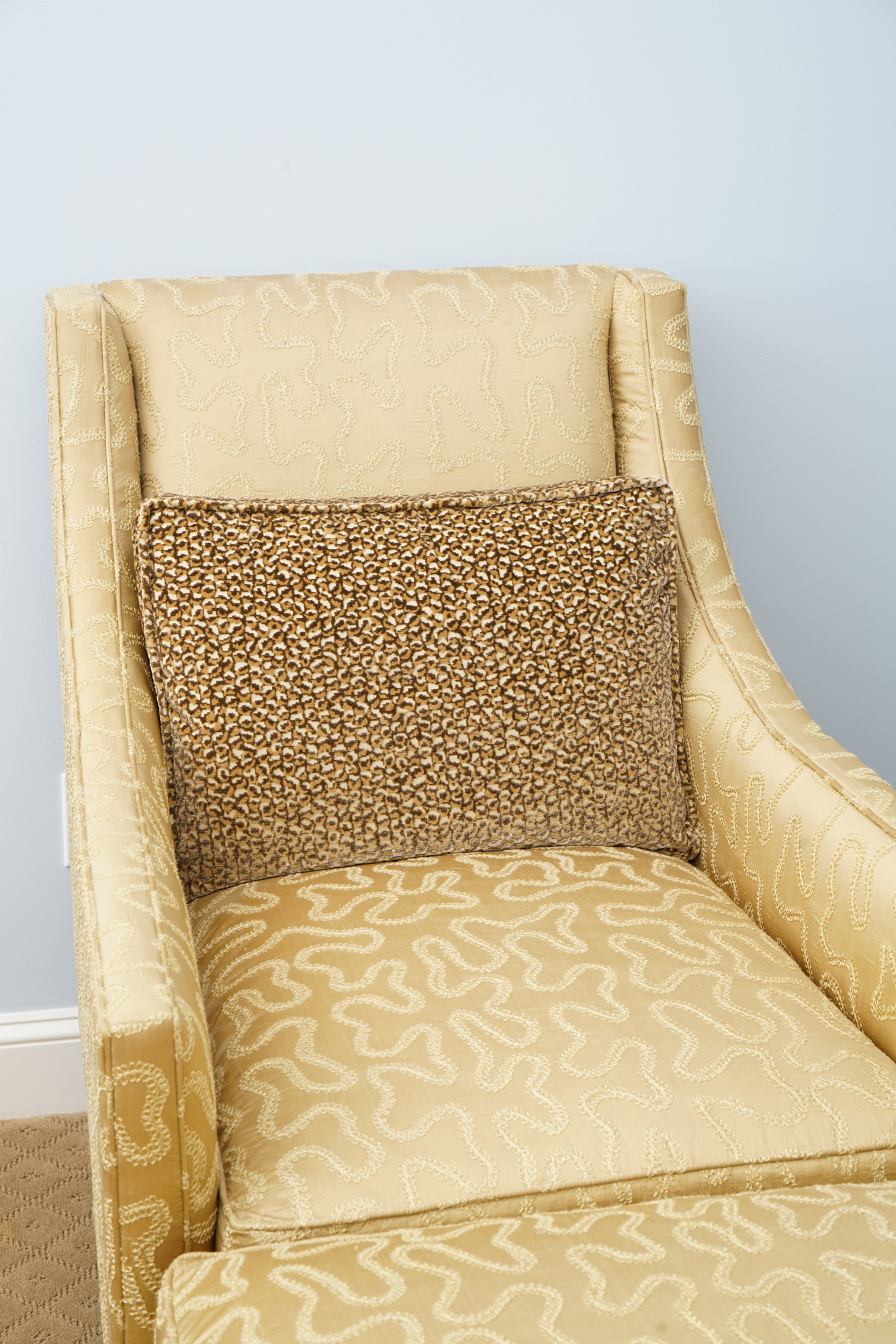 Pair of Mid Century Modern Style Armchairs and Ottomans by Duralee