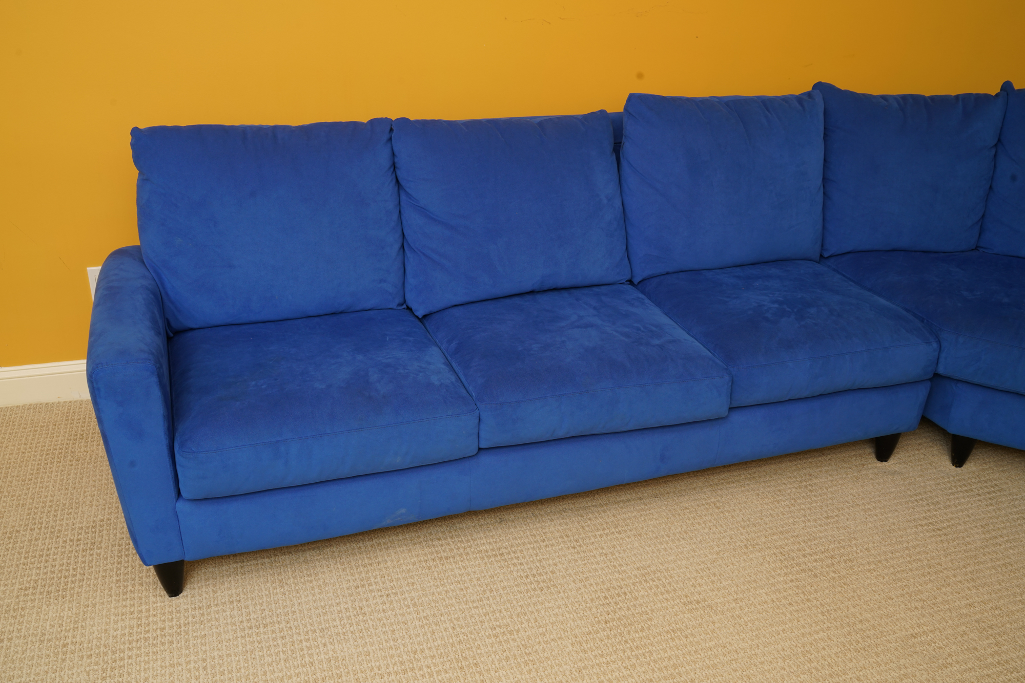 Blue Suede Sectional Sofa by American Leather