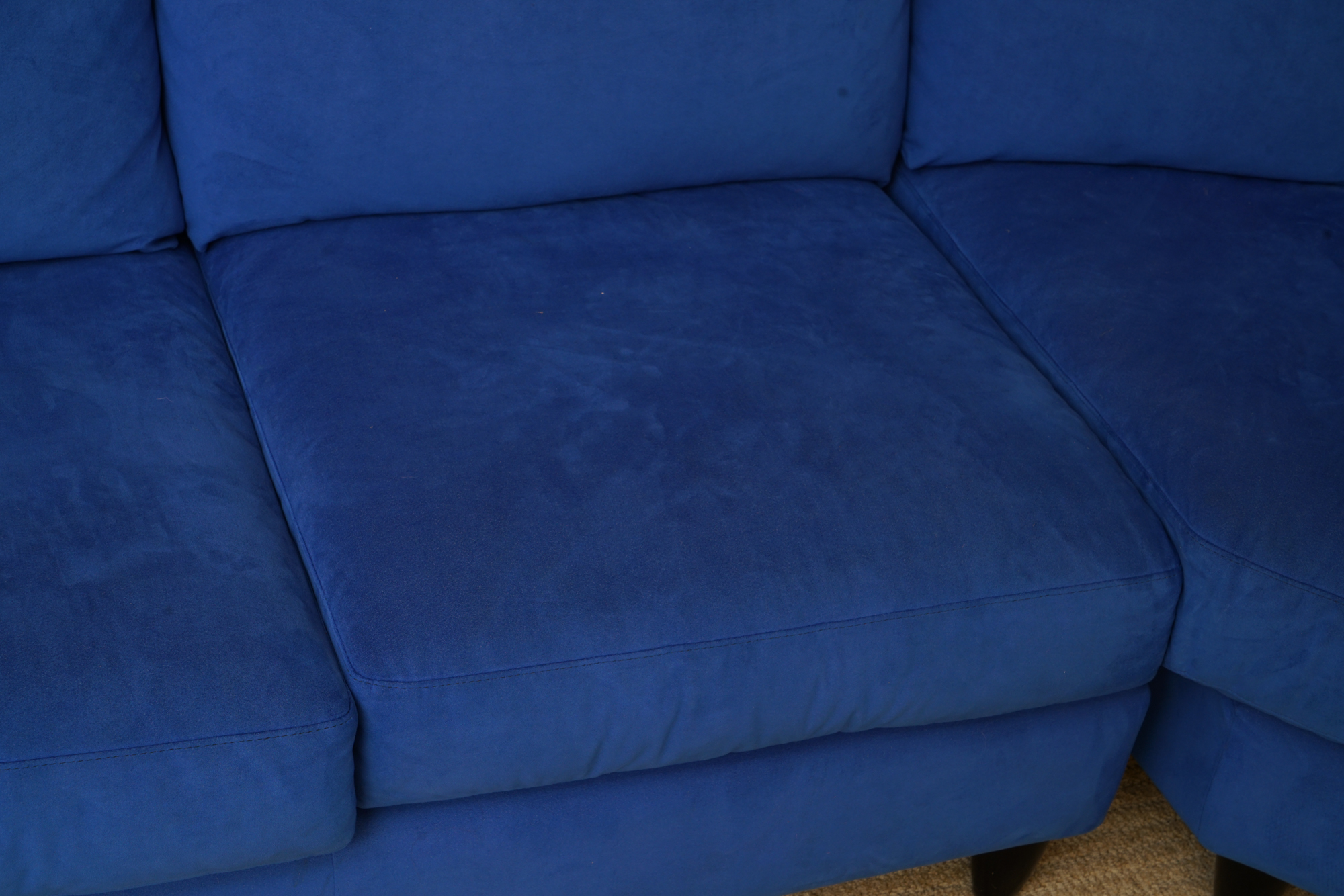 Blue Suede Sectional Sofa by American Leather