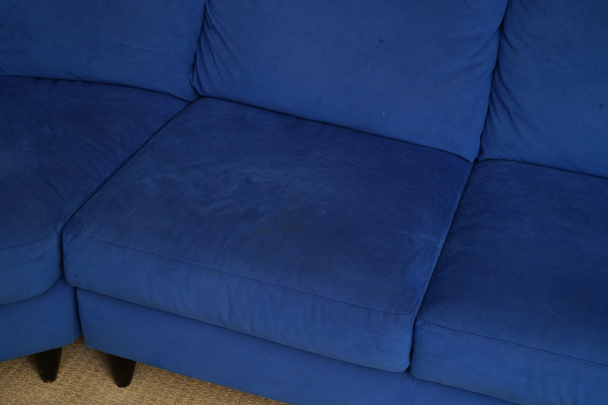 Blue Suede Sectional Sofa by American Leather