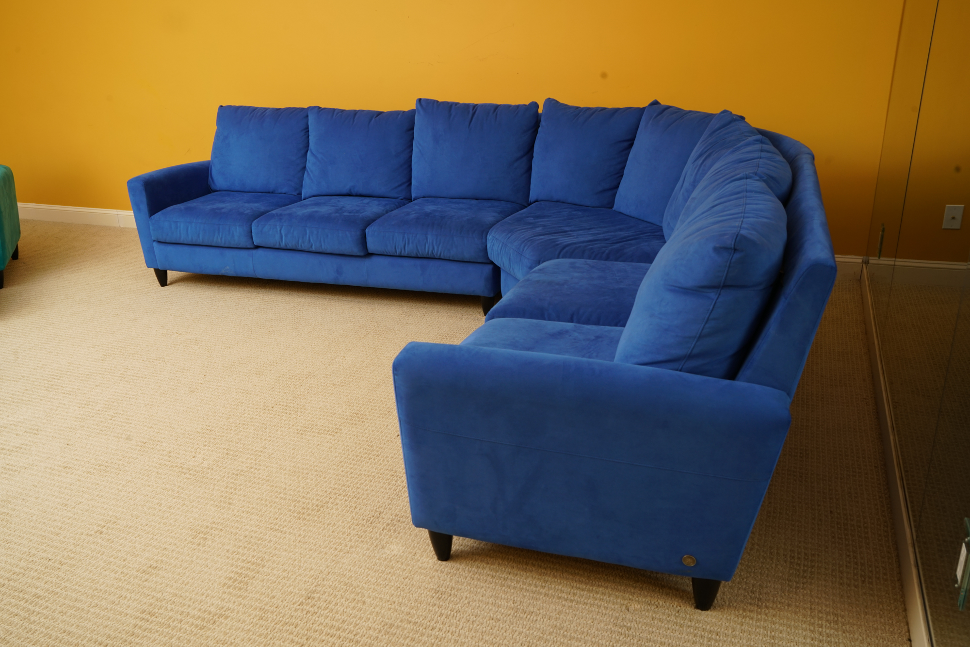 Blue Suede Sectional Sofa by American Leather