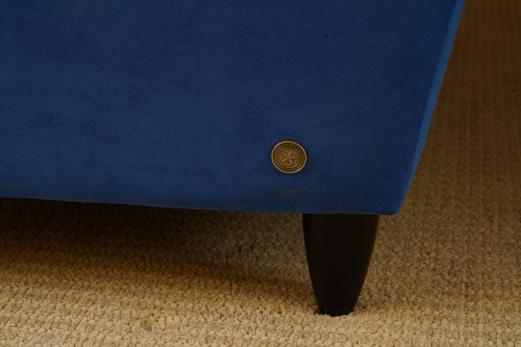 Blue Suede Sectional Sofa by American Leather