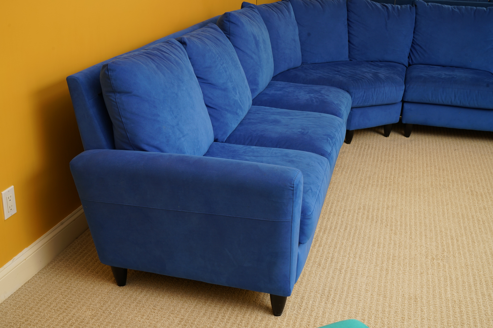 Blue Suede Sectional Sofa by American Leather