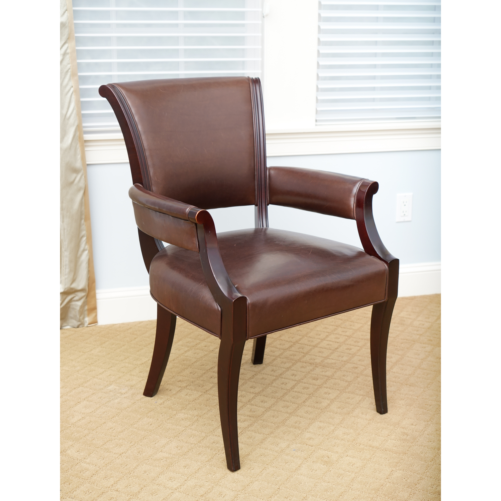 Armchair in Leather Upholstery from Barbara Barry Collection for Baker Furniture