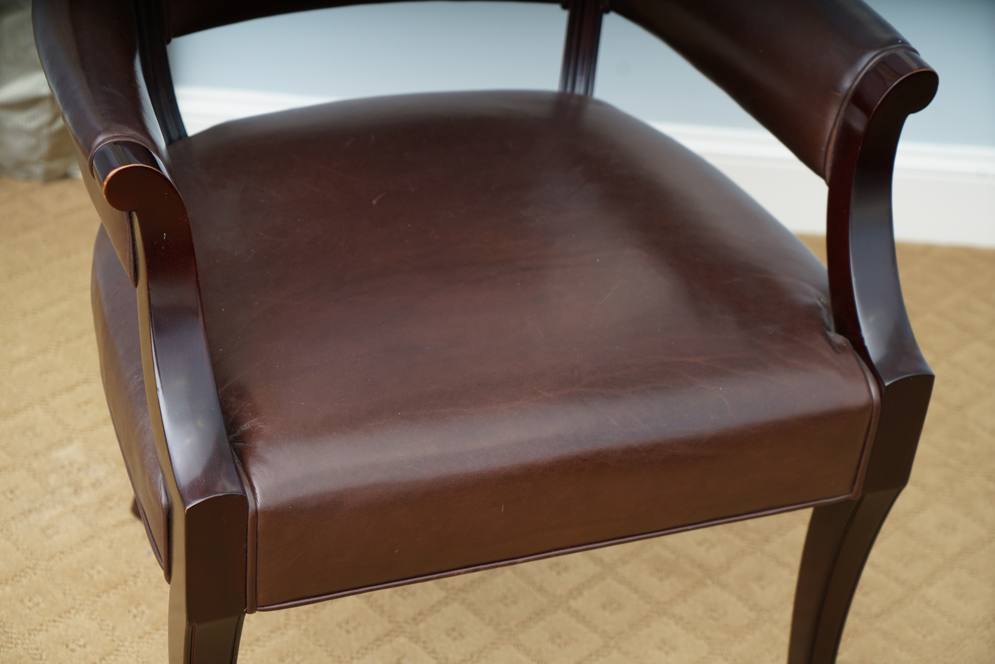 Armchair in Leather Upholstery from Barbara Barry Collection for Baker Furniture