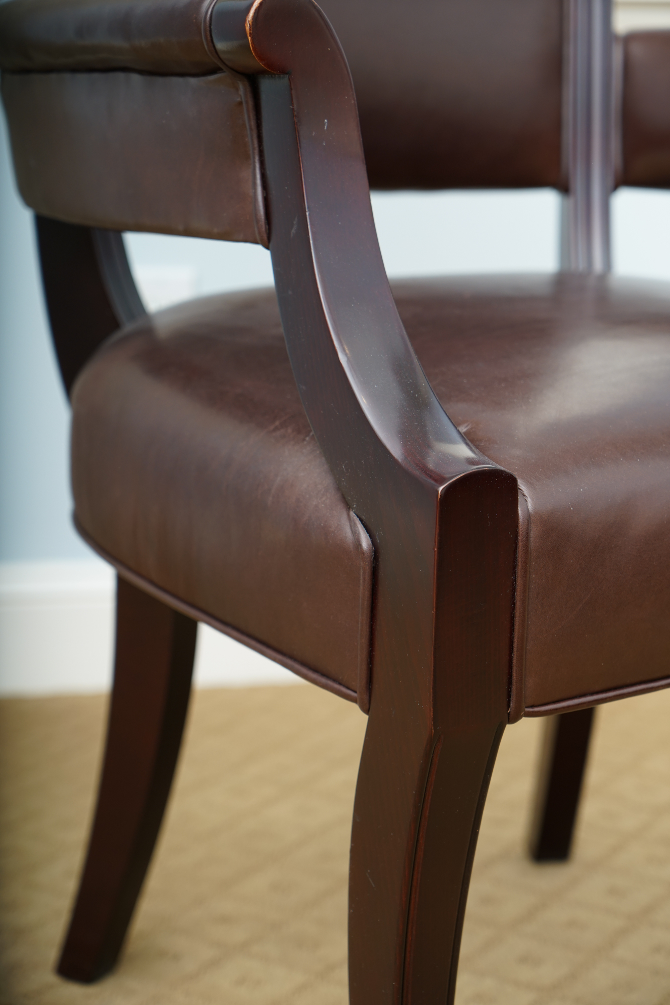 Armchair in Leather Upholstery from Barbara Barry Collection for Baker Furniture