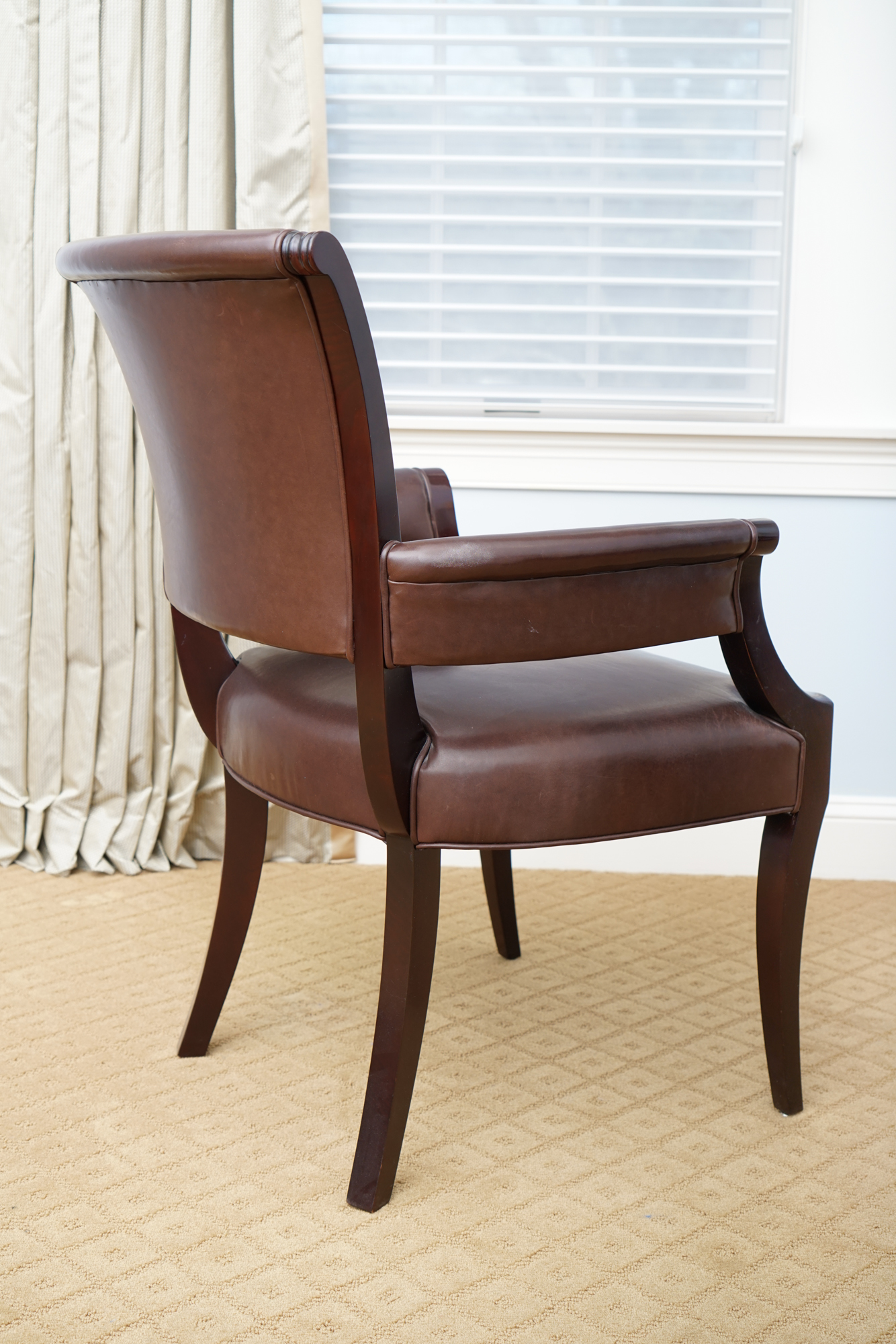 Armchair in Leather Upholstery from Barbara Barry Collection for Baker Furniture