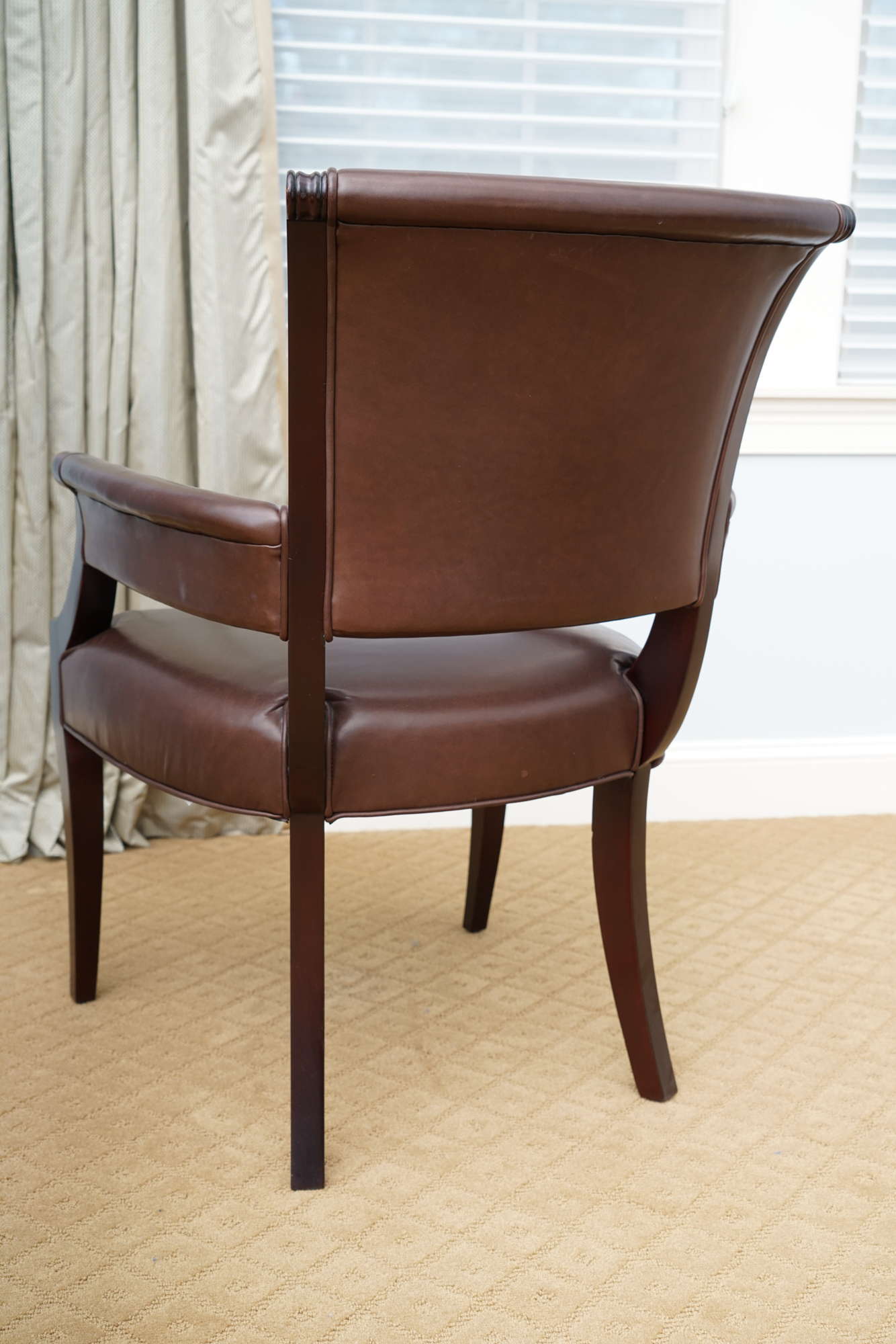Armchair in Leather Upholstery from Barbara Barry Collection for Baker Furniture