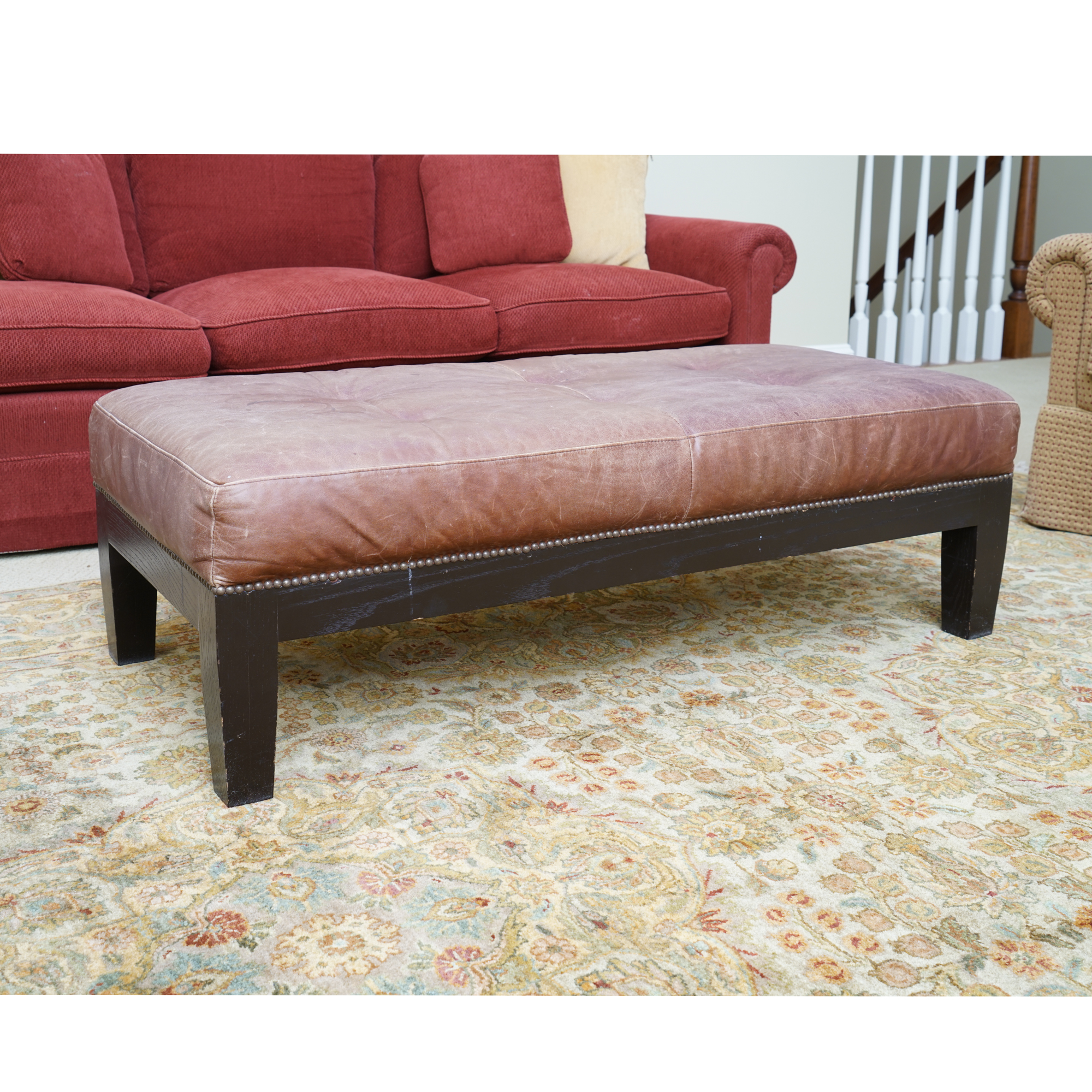 Contemporary Leather Bench by Pottery Barn