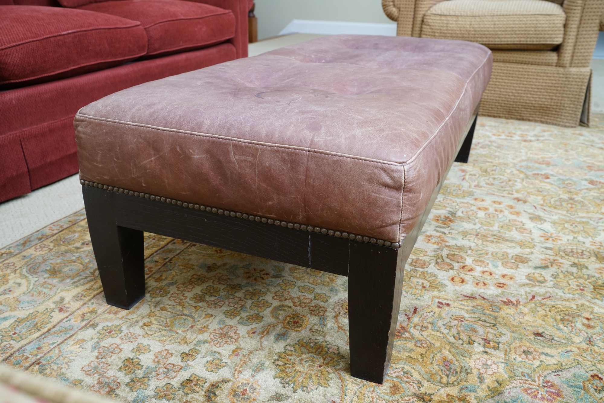 Contemporary Leather Bench by Pottery Barn