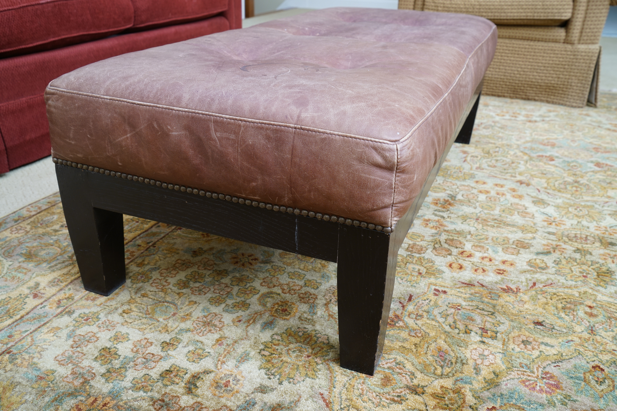Contemporary Leather Bench by Pottery Barn