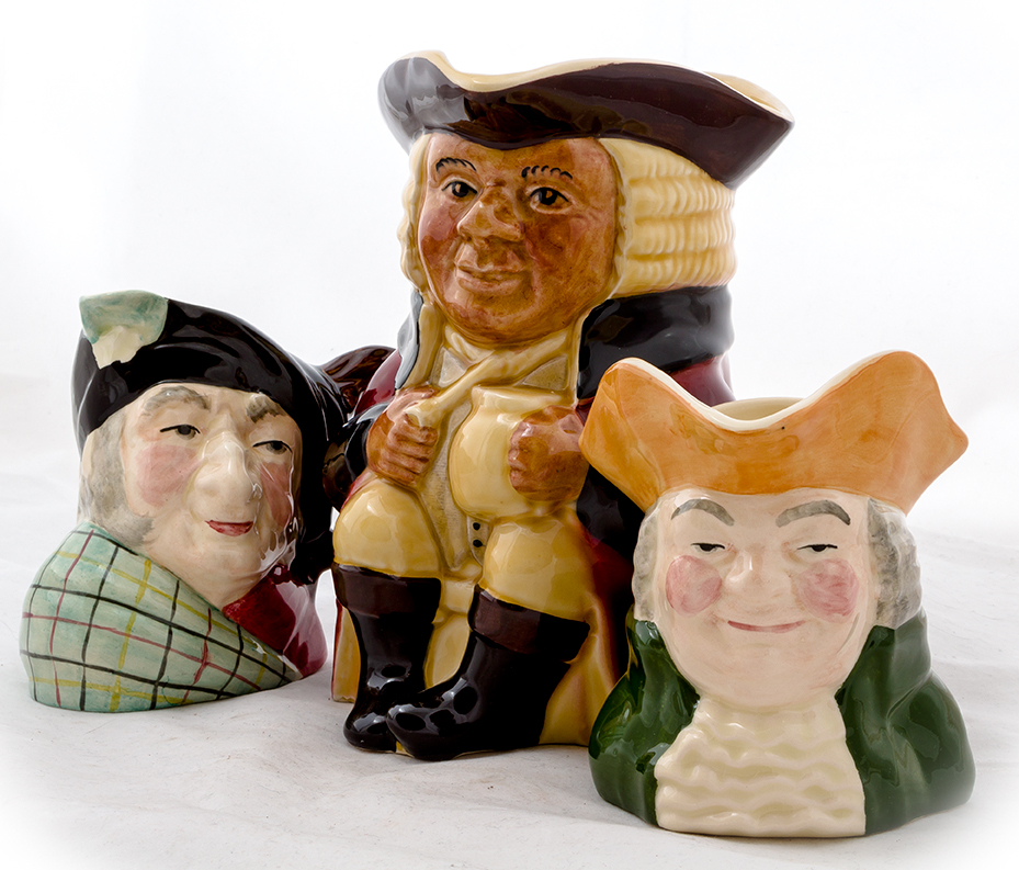 Staffordshire Toby Pitcher and Ceramic Character Jugs