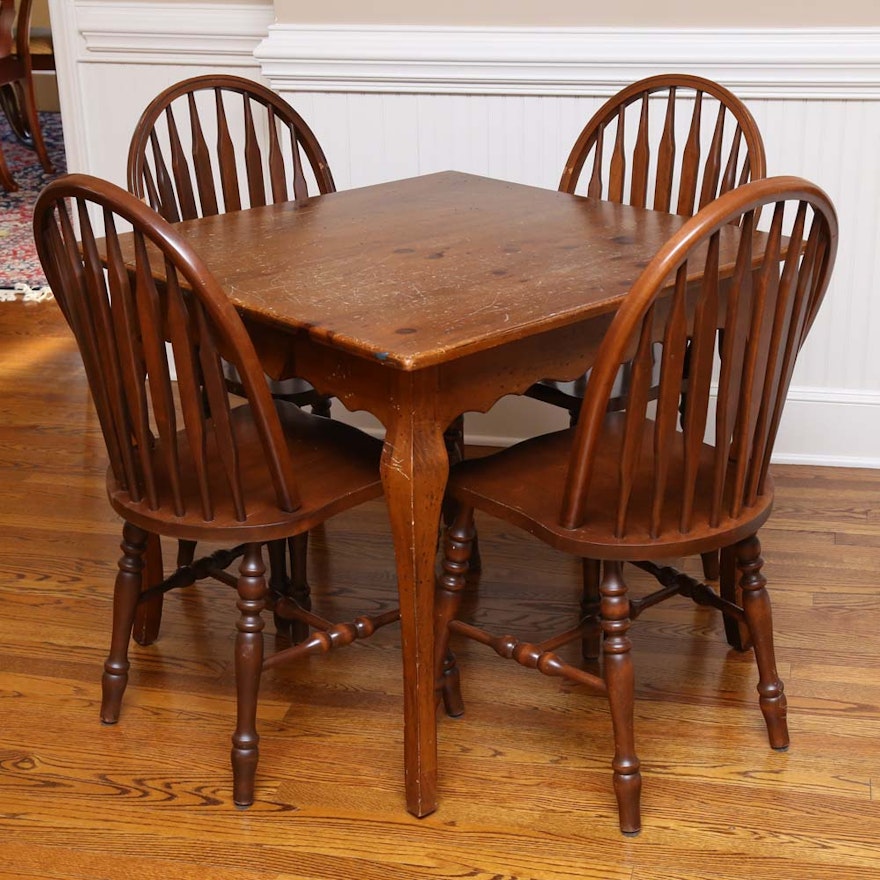 Traditional Pine Dining Table and Windsor Chairs