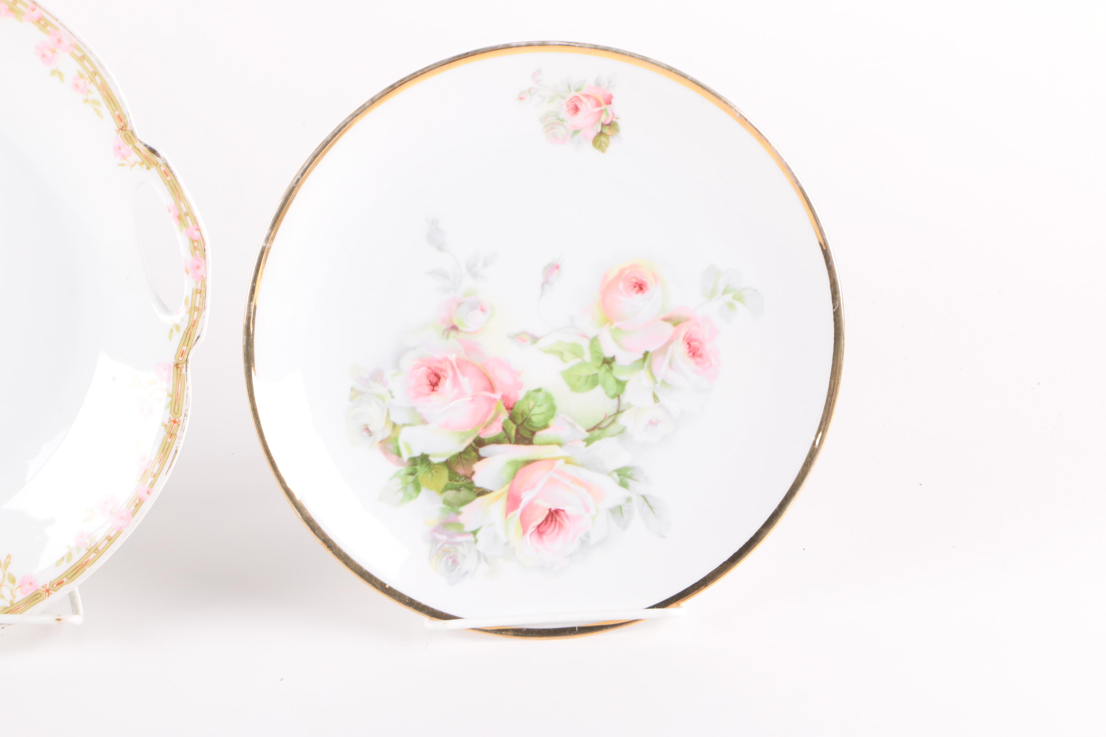 Vintage and Antique Porcelain Plates Including PM & M, and Doulton Burslem