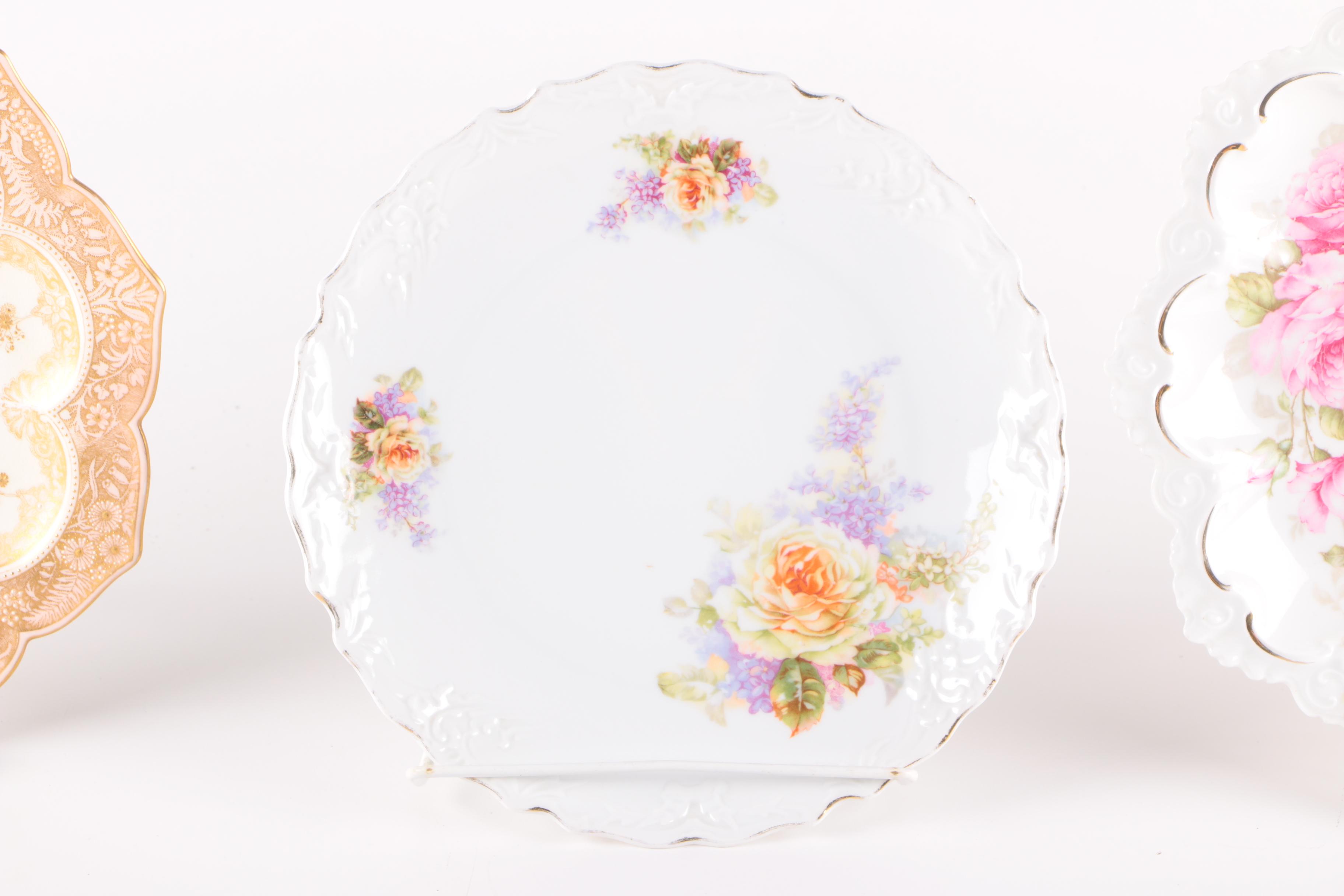 Vintage and Antique Porcelain Plates Including PM & M, and Doulton Burslem