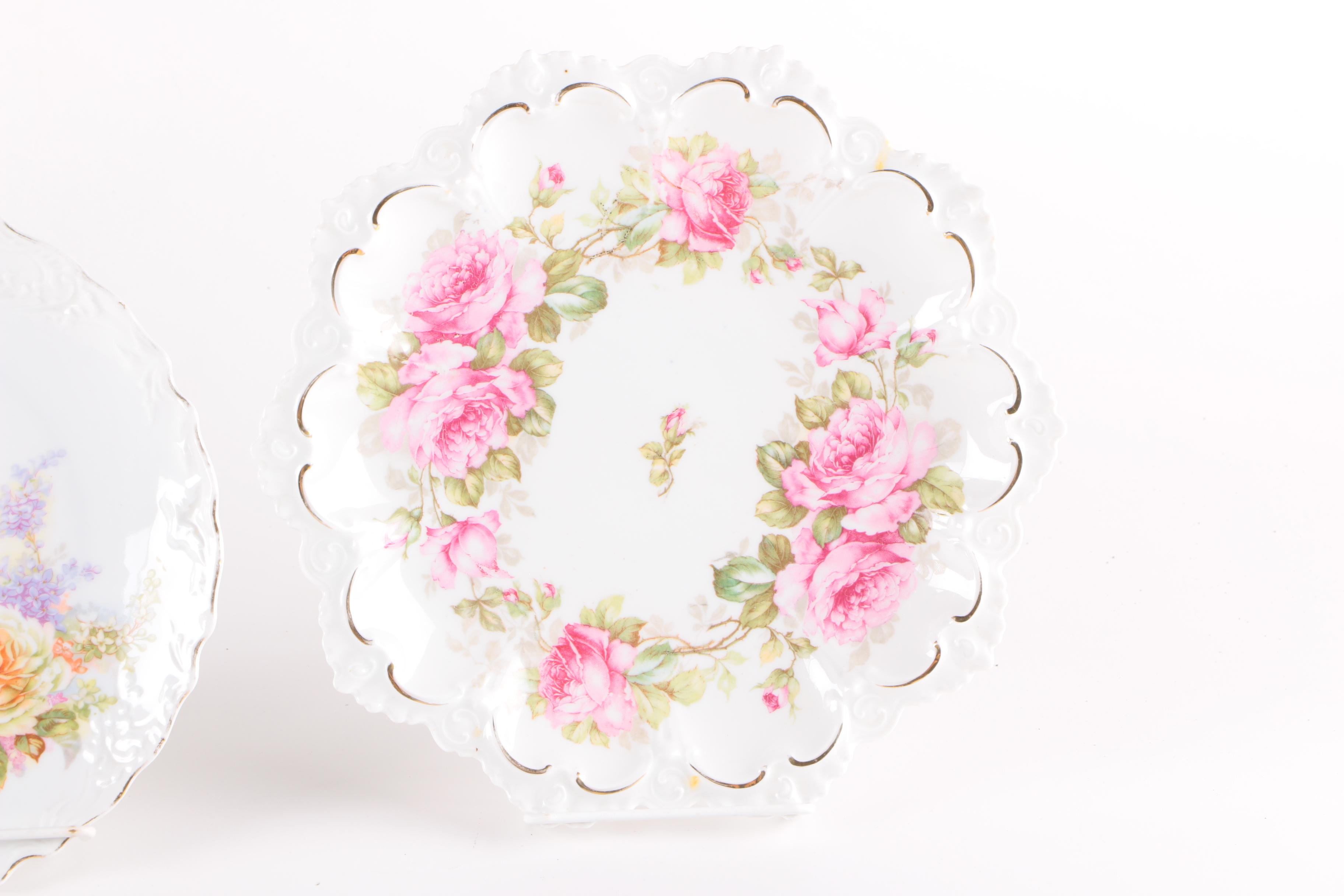 Vintage and Antique Porcelain Plates Including PM & M, and Doulton Burslem