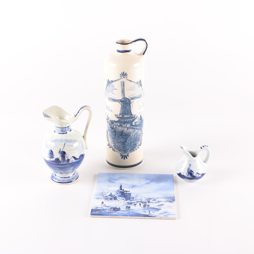 Delft Style Ceramic Jugs and Tile
