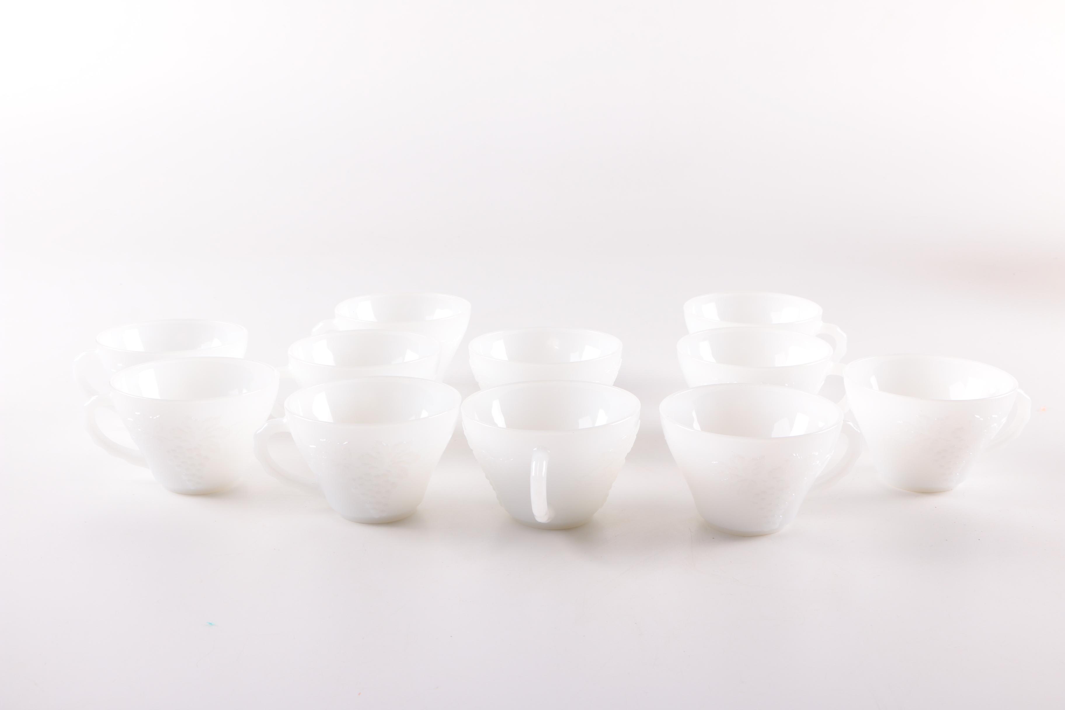 Anchor Hocking "Harvest Grapes" Milk Glass Punch Bowl Set