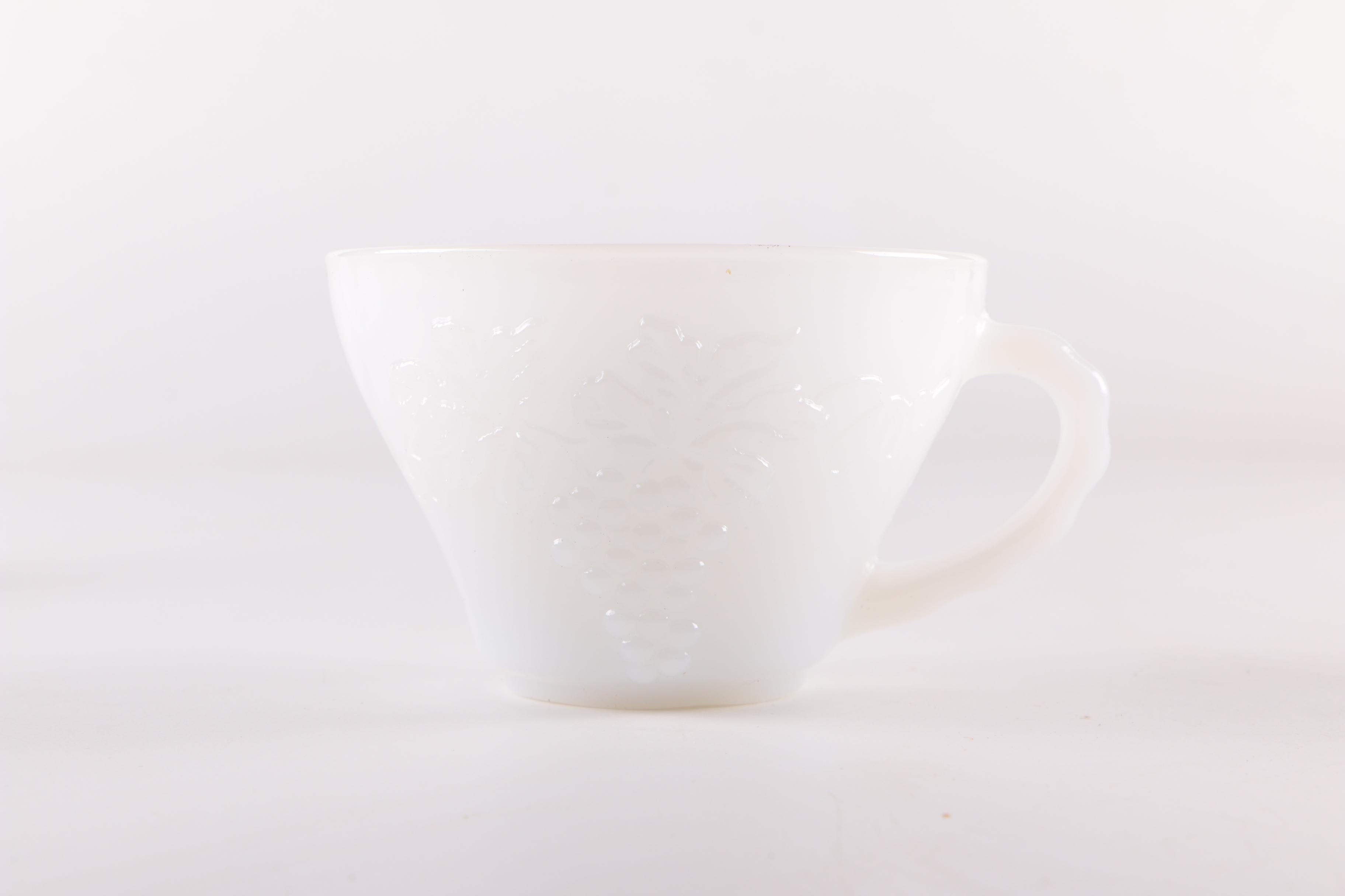 Anchor Hocking "Harvest Grapes" Milk Glass Punch Bowl Set