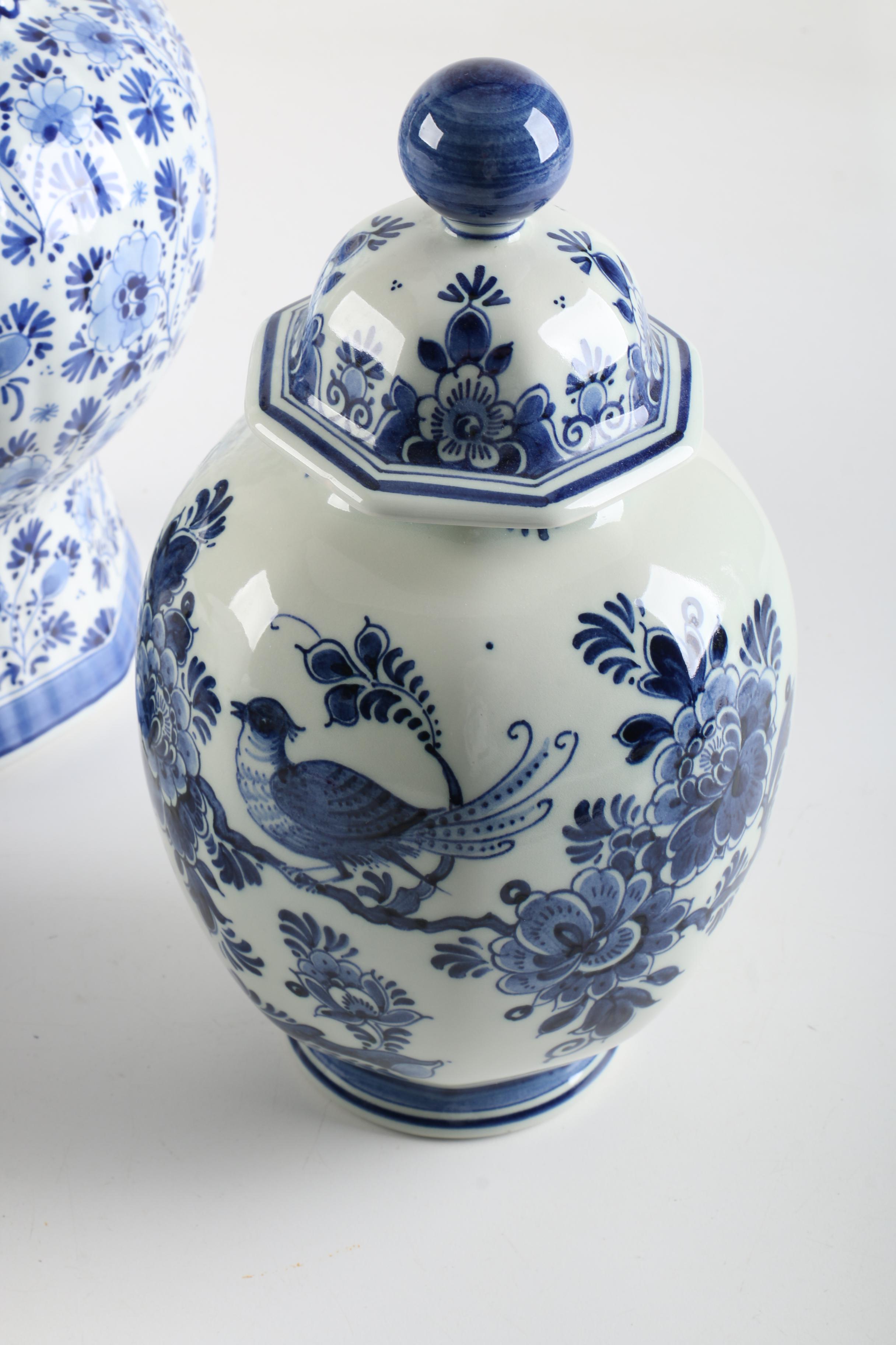 Hand-Painted Delft Style Jars Including Royal Delft and Zenith