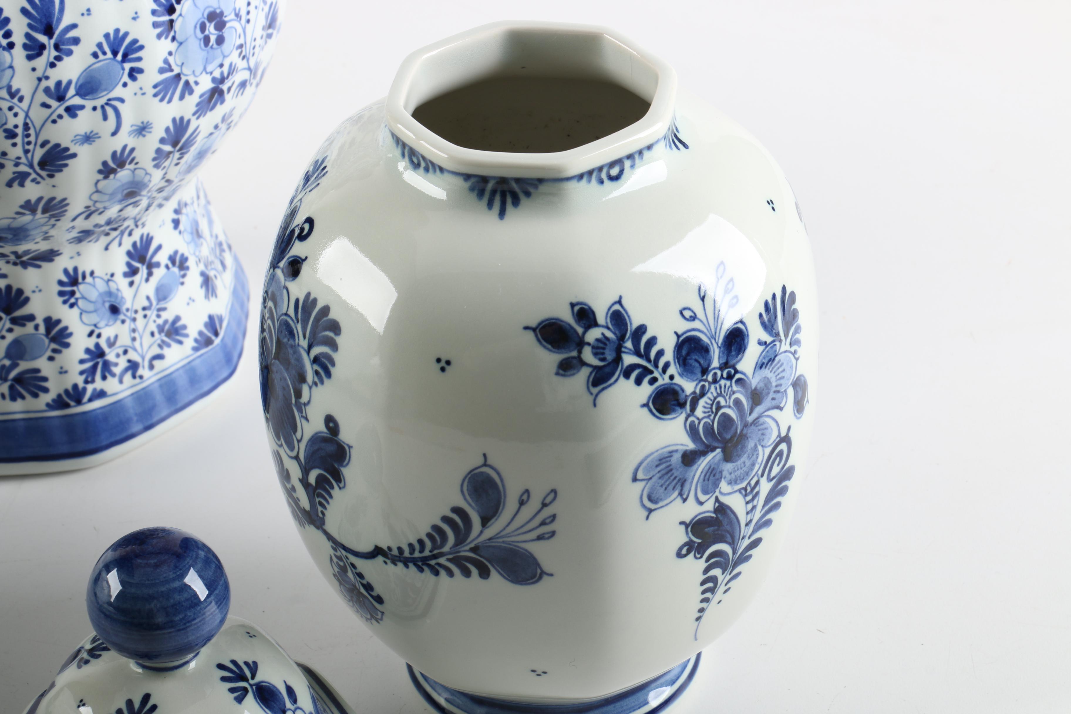 Hand-Painted Delft Style Jars Including Royal Delft and Zenith